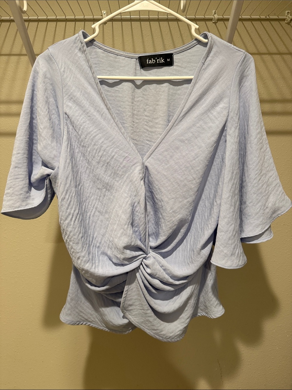 fab'rik Light Lavender Twist-Front V-Neck Blouse